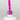 Nahaufnahme einer offenen Longlife UV-Lack Neon Fuchsia Flasche. Die Farbe ist ein knalliges Pink mit Violett-Stich mit hoher Sättigung. Der UV-Lack tropft am Pinsel herunter.