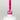 Nahaufnahme einer offenen Longlife UV-Lack Pink Flasche. Die Farbe ist ein knalliges Pink mit hoher Sättigung. Der UV-Lack tropft am Pinsel herunter.